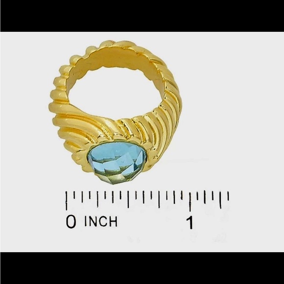 Toscana Italy gold plated blue topaz ring - Picture 1 of 5